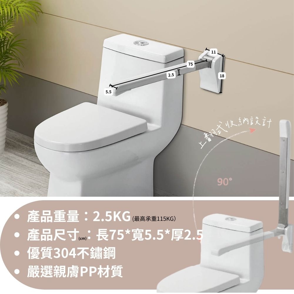 PP親膚上翻式扶手-通過SGS認證-最高承重115Kg