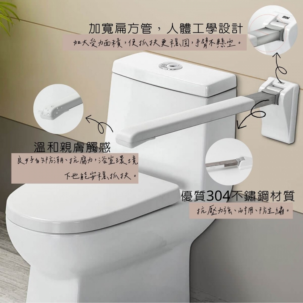 PP親膚上翻式扶手-通過SGS認證-最高承重115Kg